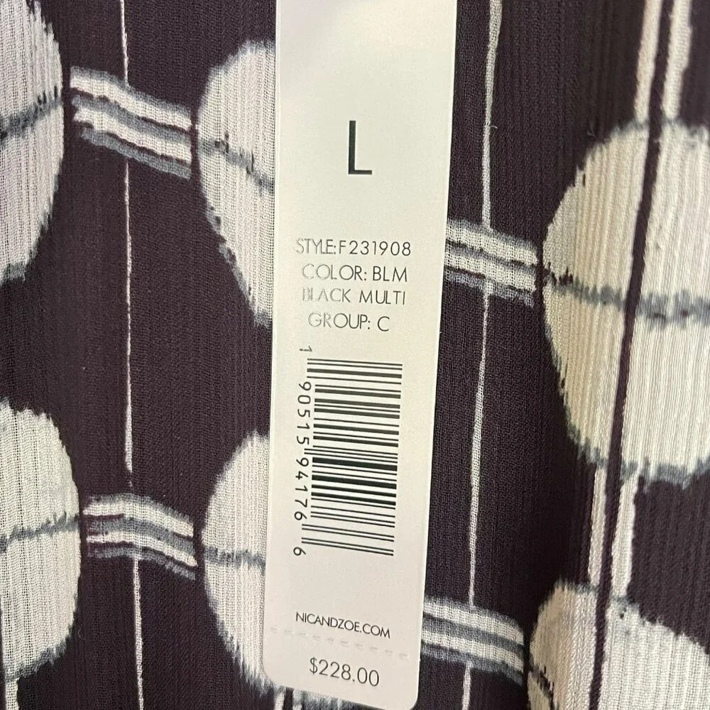 Nic + Zoe $228 Chiffon Dot Maxi Dress Size Large NWT Black White - Picture 9 of 12